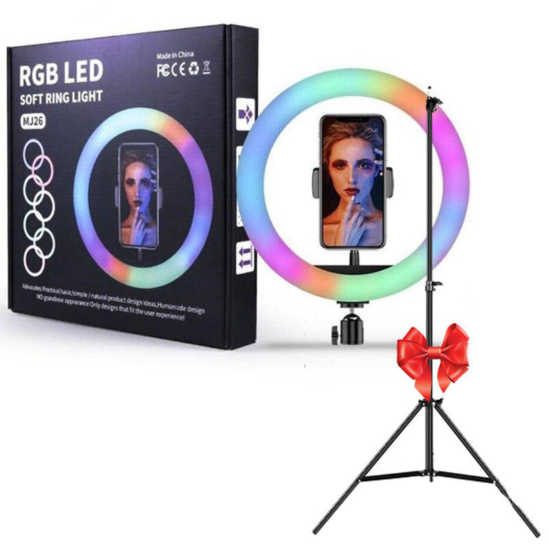 

Кольцевая Led-лампа RGB 32 см для фото и видео съемки +ПОДАРОК Штатив 0.66-2 м! / Кольцевая селфи-лампа