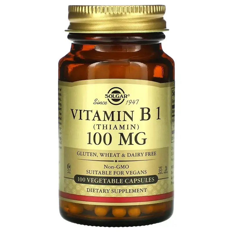

Тиамин (Vitamin B1), Витамин В1, Solgar, 100 мг,100 капсул (SOL-02950)