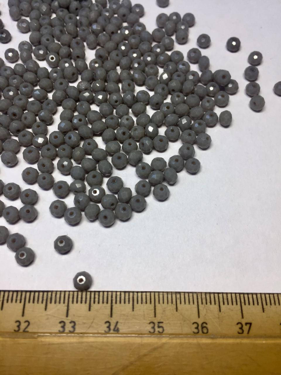 

Бусина Finding Рондель гранёная Серый матовый Хрусталь 4 мм