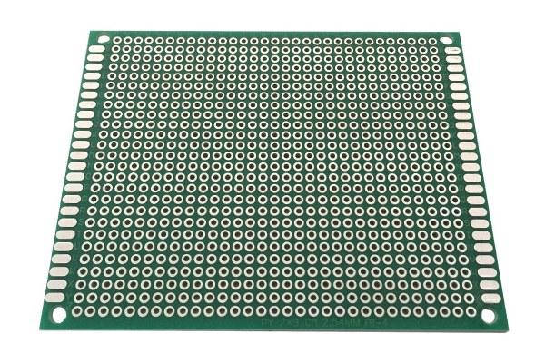 

Плата односторонняя макетная 7cmX9cmX1,6mm шаг 2,54мм маска двусторон