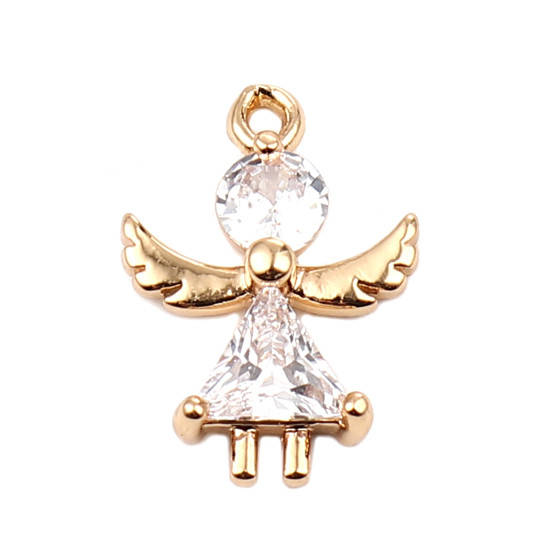 

Подвеска Finding Кулон ангел Золотистый Прозрачные стразы 15 mm x 11 mm