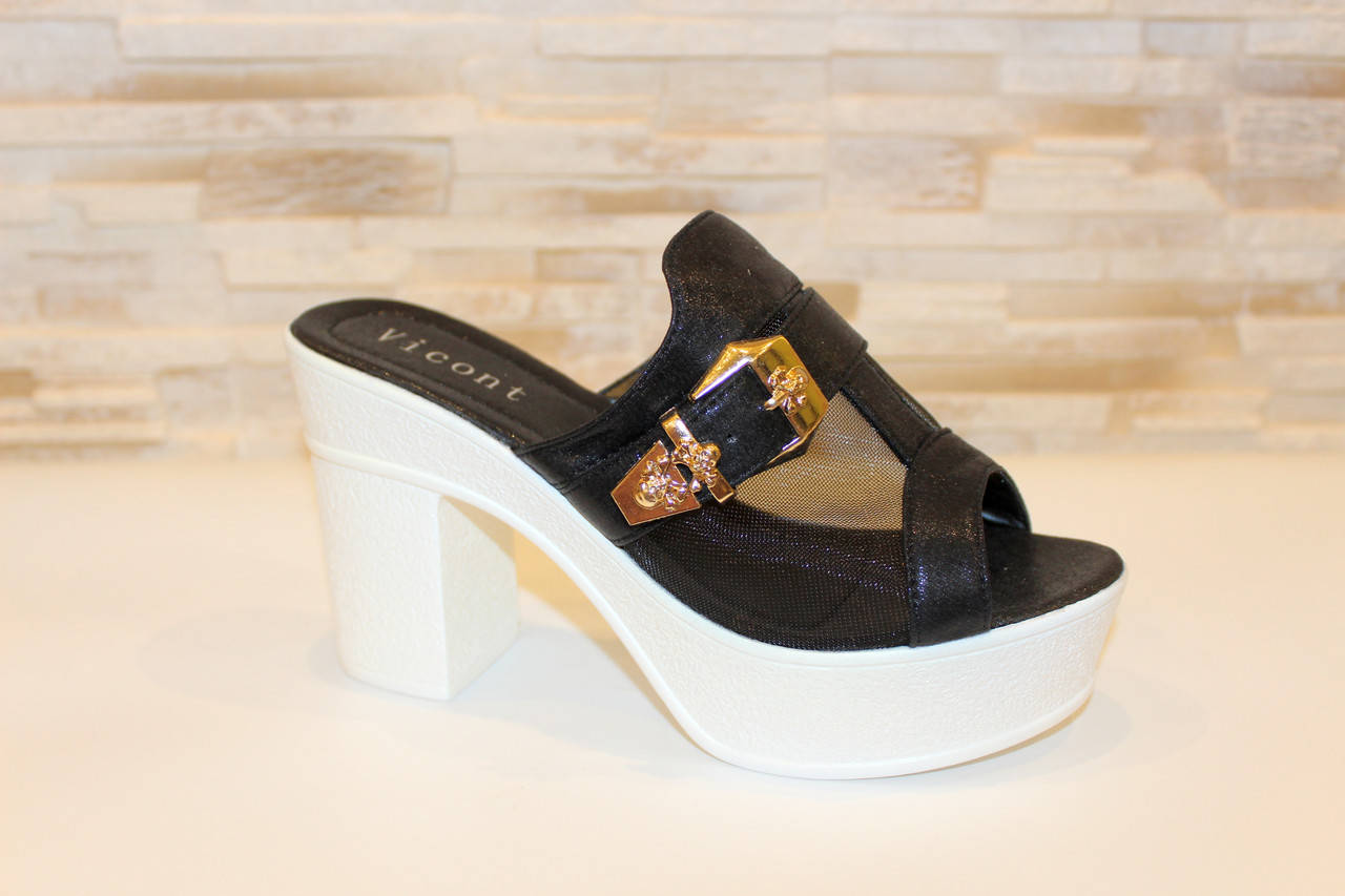 

Шлепанцы женские черные на каблуке Б1018