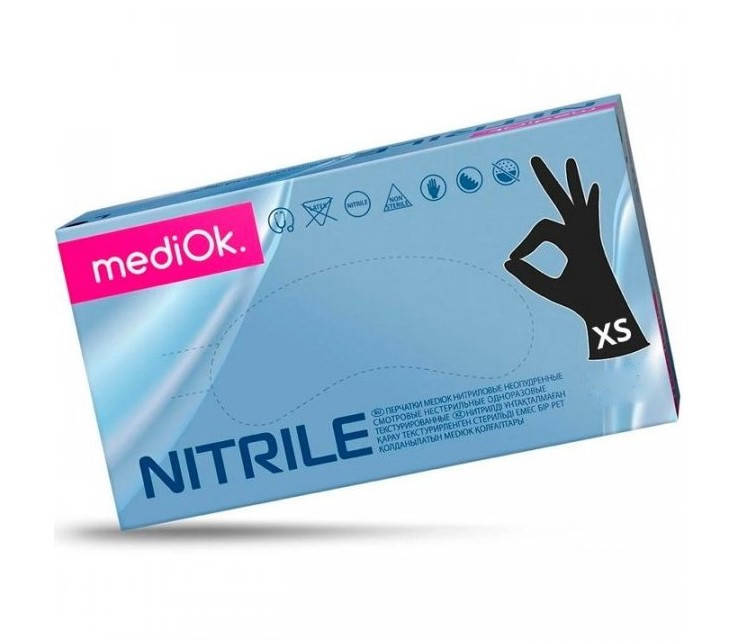 

Перчатки нитрил MediOk (100 шт, Black, ХS ), Черный
