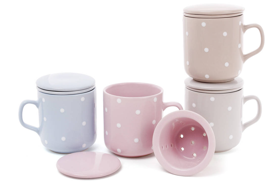 

Чашка-заварник с крышкой и керамическим ситом "Горошек", 290мл