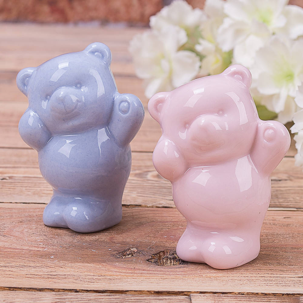 

Статуэтка мишка розовый+синий передает привет