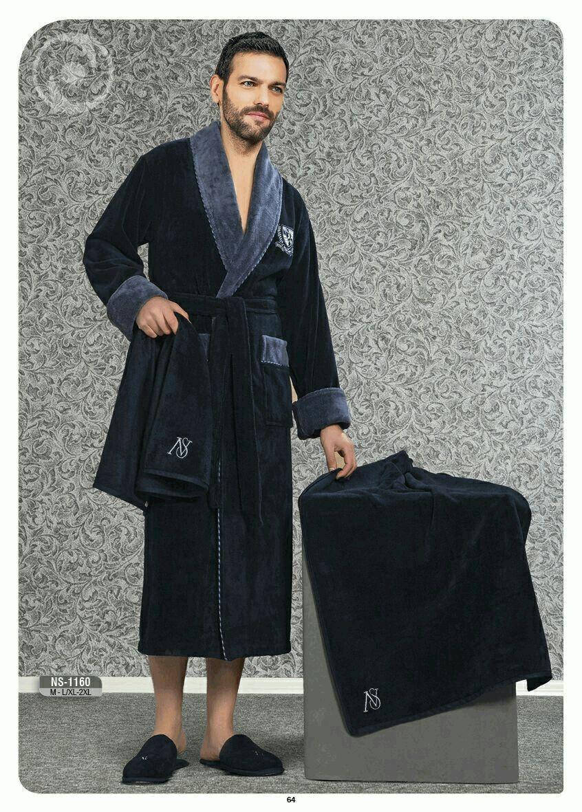 

Халат мужской Nusa, банный натуральный халат турция, набор халат тапочки полотенца