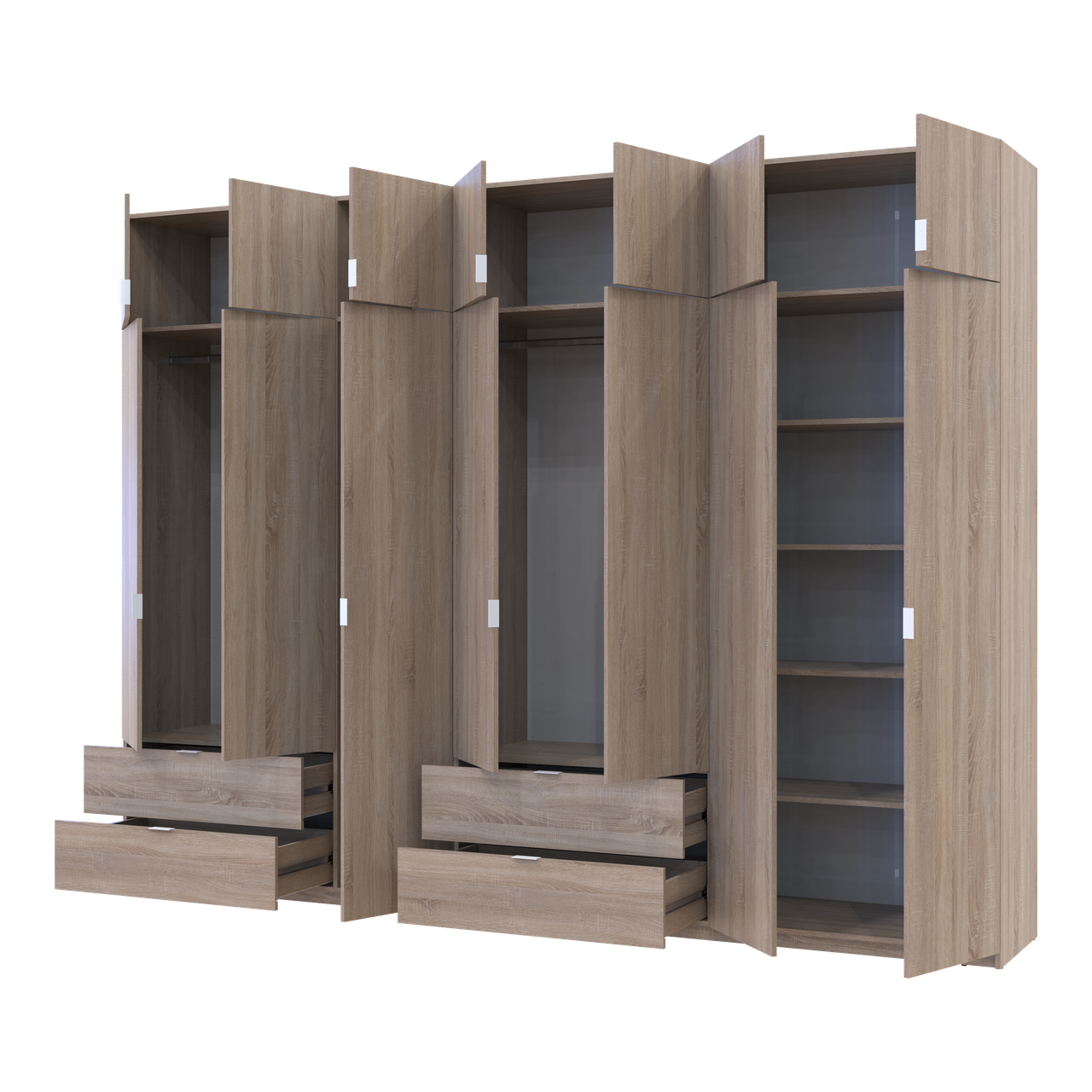 Розпашна Шафа для одягу Doros Лукас Дуб сонома 3+4 ДСП 315х50х240 (42005135) 2