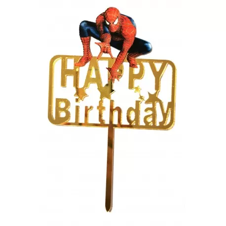 

Топпер в торт акриловый "Happy Birthday": человек паук
