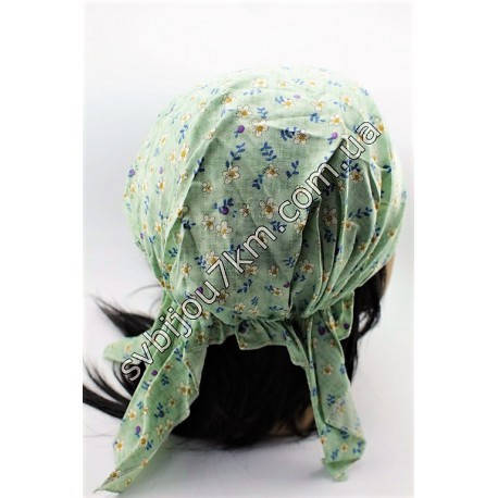 

Косынка-платок на голову с резинкой темно зеленого цвета "Headscarf" 4