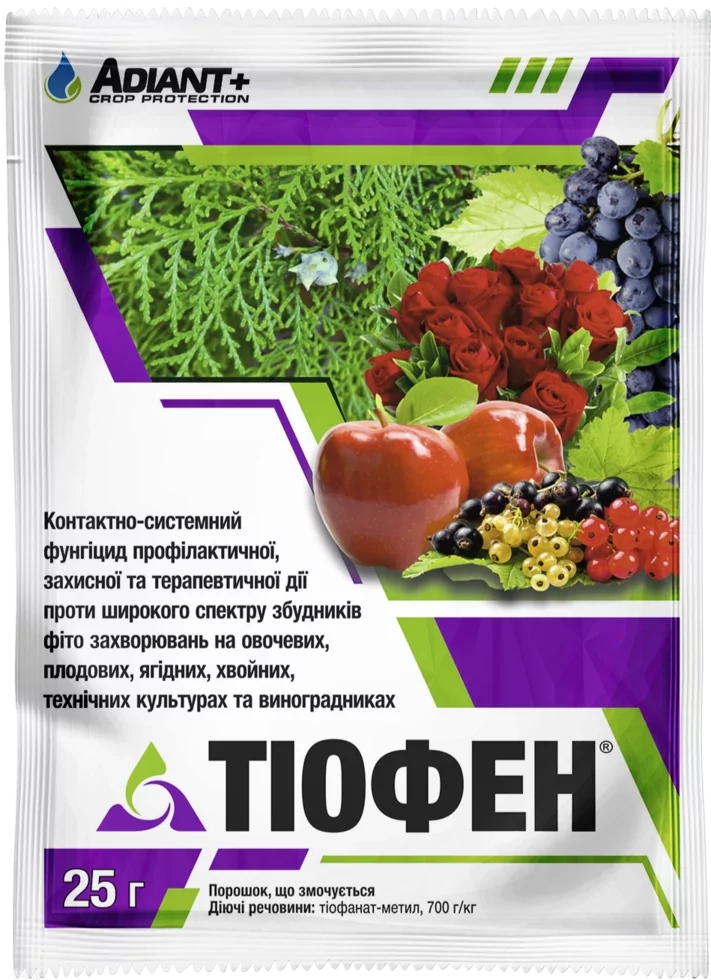 

Фунгицид Тиофен (Топсин) 25 г Адиант (1995)