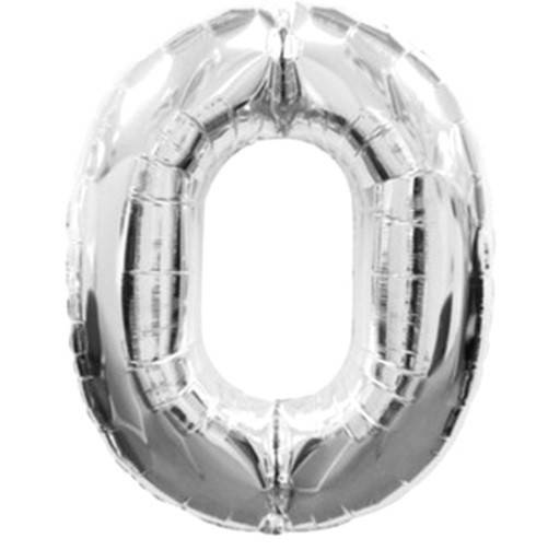 

Шарик цифра 0 серебристая, длина 70см, (без гелия), фольга, Серебристый