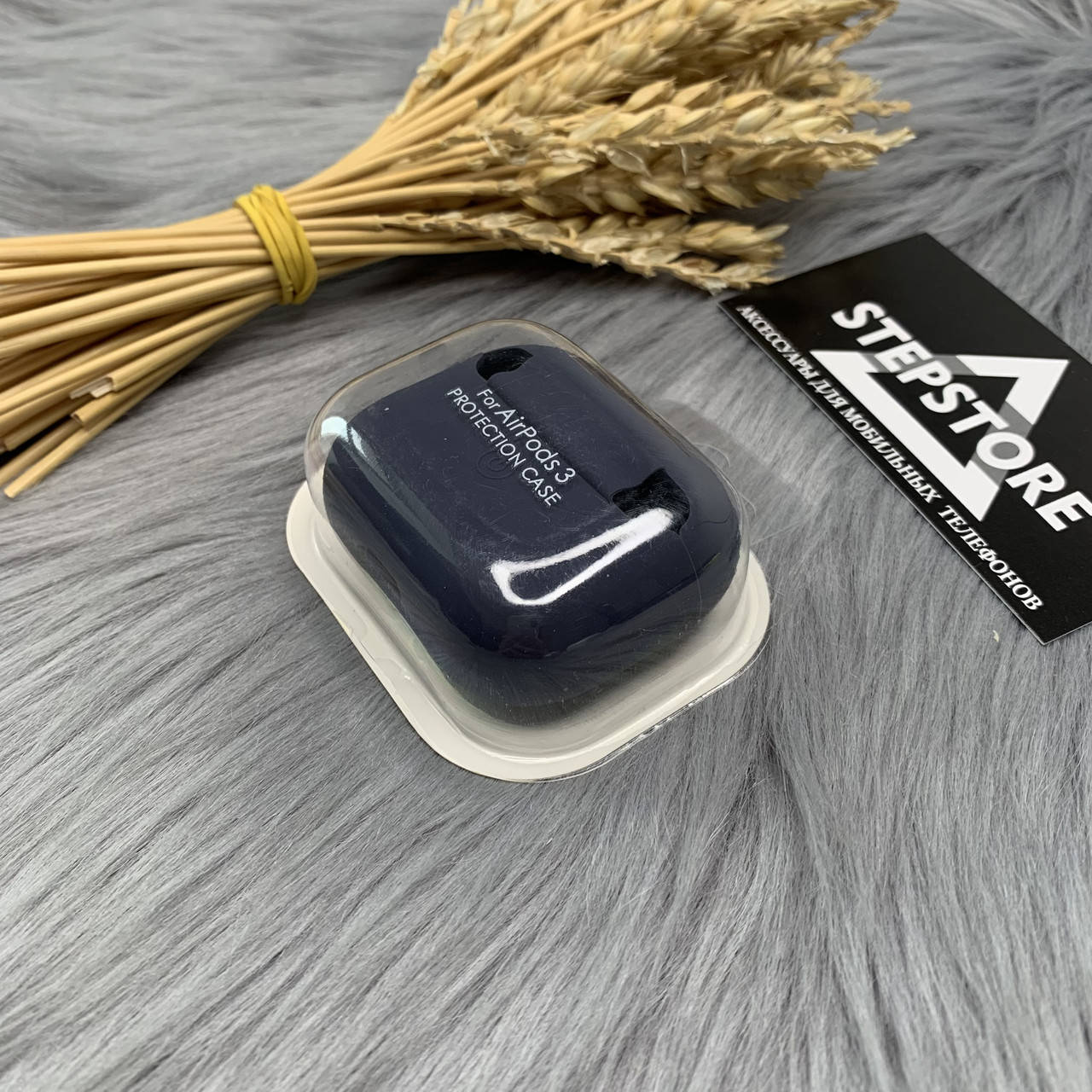 

Чехол с микрофиброй толстый для Apple Airpods 3 силиконовый противоударный с карабином 2. Midnight Blue