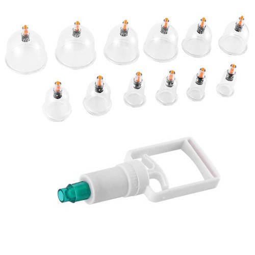 

Набор из 12 вакуумных банок для массажа, с насосом, пластик