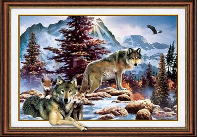 

65*50см 5D Счастливые волки, алмазная живопись, полная выкладка