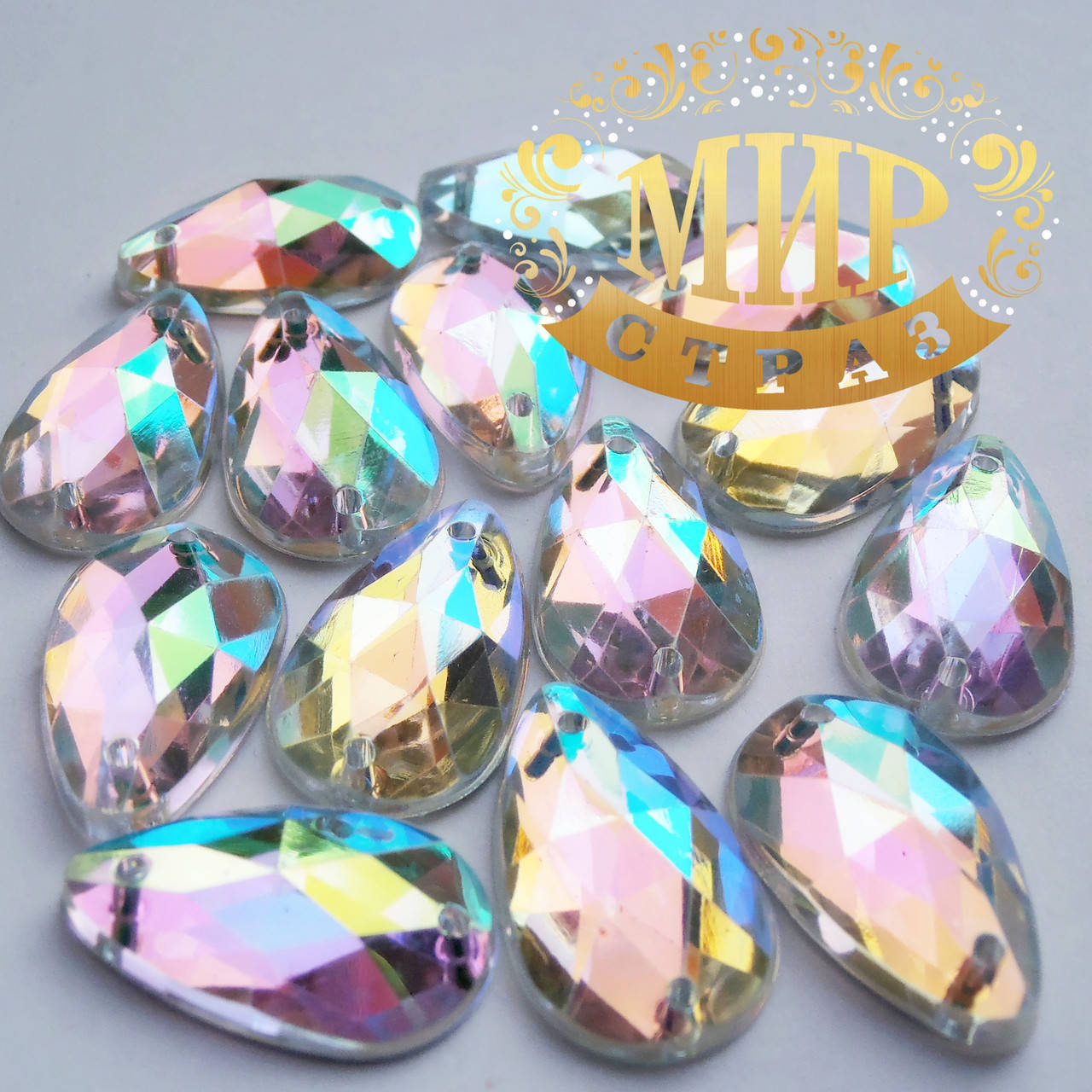 

Пришивная акриловая капля. Crystal АВ 11х18mm.Цена за 1шт