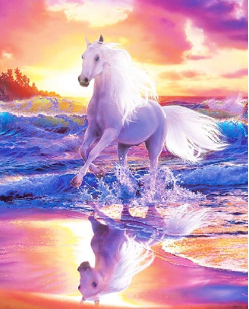 

50*40см Лошадь на закате, 2в1 рисование и алмазная живопись