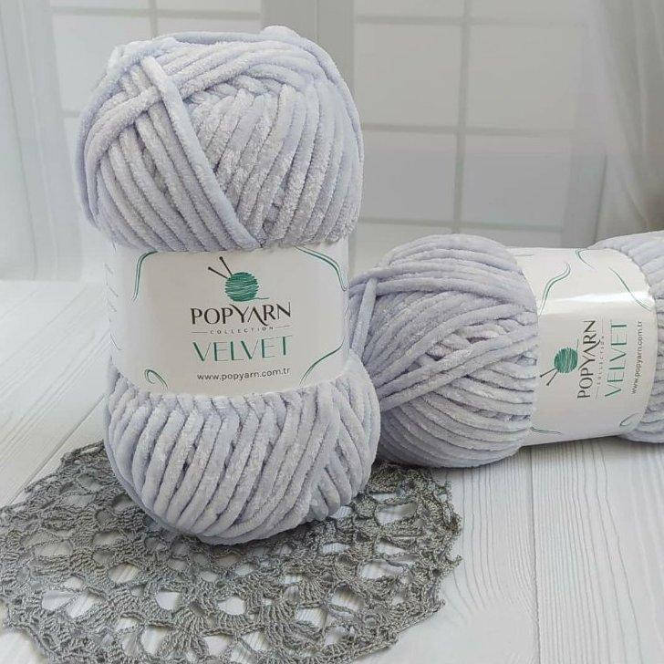

Popyarn Velvet №026 світло-сірий, Светло-серый