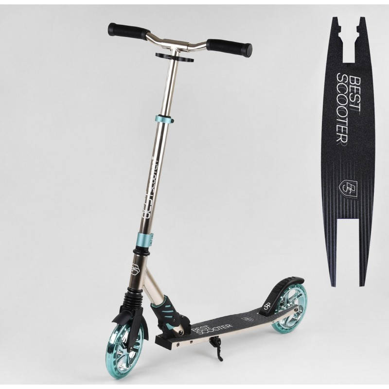 

Самокат алюминиевый Best Scooter серебристо - голубой колеса 180мм, Бирюзовый