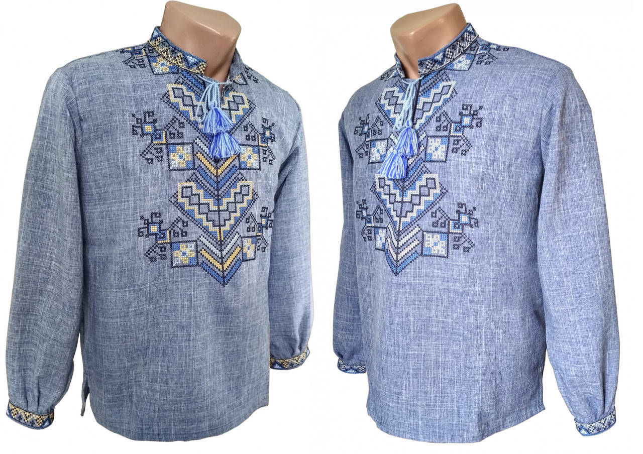 

Чоловіча та підліткова вишиванка на довгий рукав із джинсу