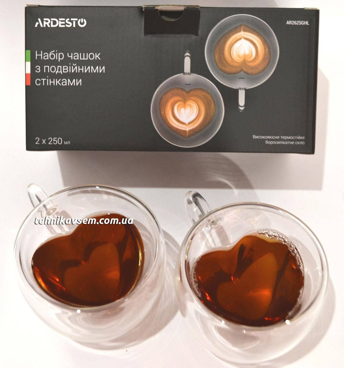 

Чашки с двойными стенками сердца 250 мл 2 шт Ardesto (AR2625GHL)