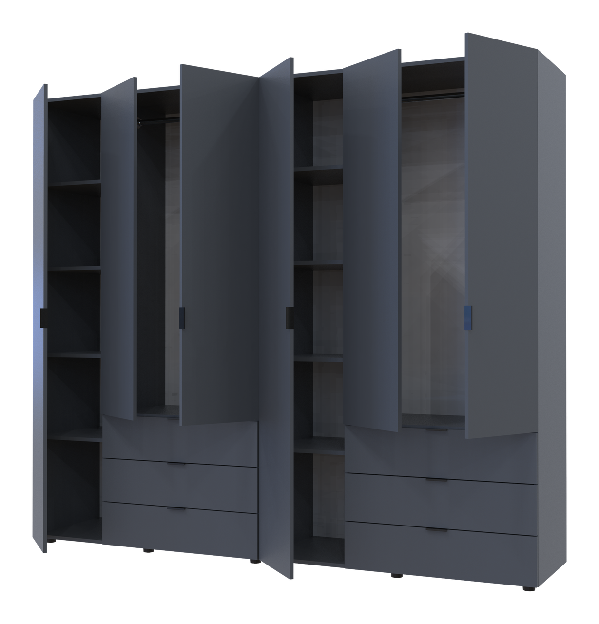 Розпашна Шафа для одягу Doros Гелар комплект Графіт 3+3 ДСП 232,4х49,5х203,4 (42002126) 2