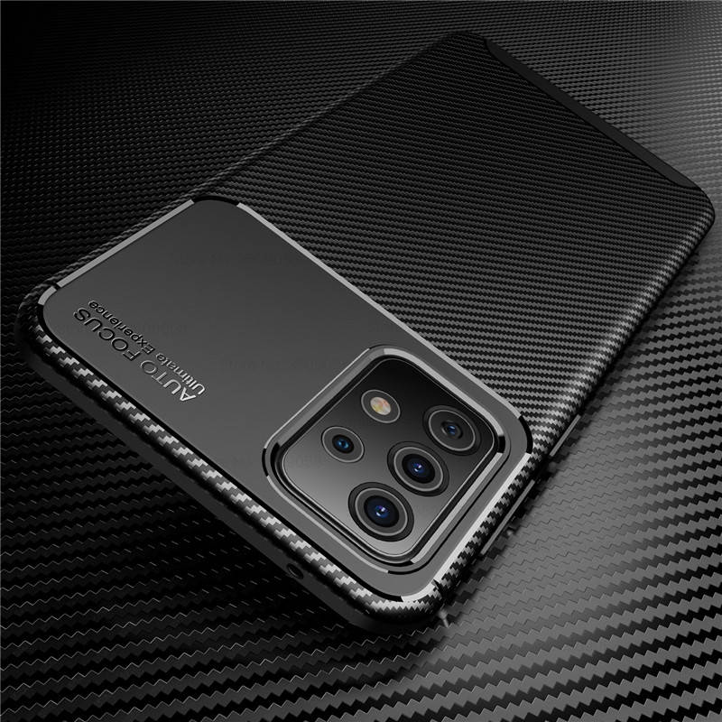 

Противоударный чехол Карбон для Samsung Galaxy A52 черный силиконовый бампер