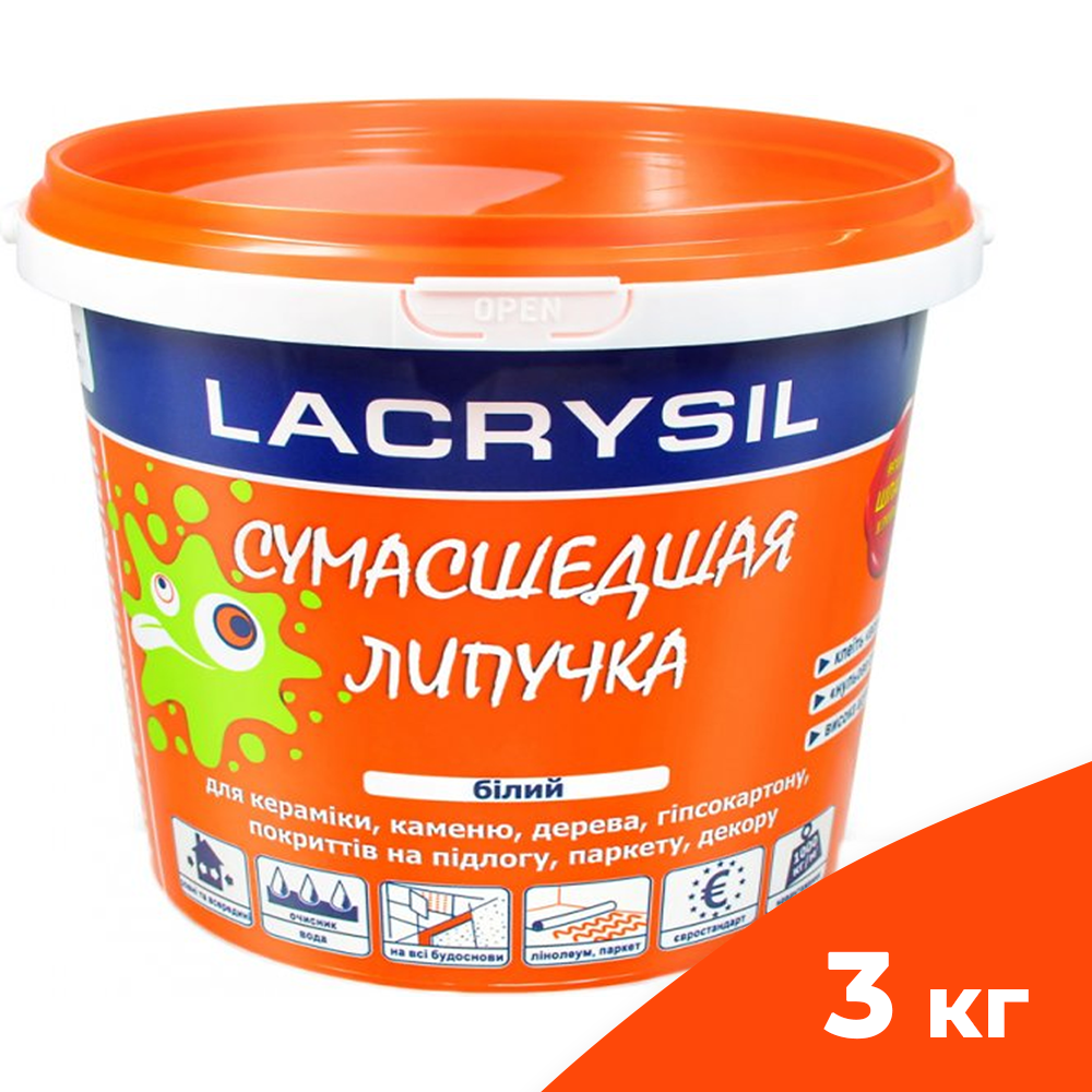 

Клей монтажный "Сумасшедшая липучка" Lacrysil (3 кг) белый