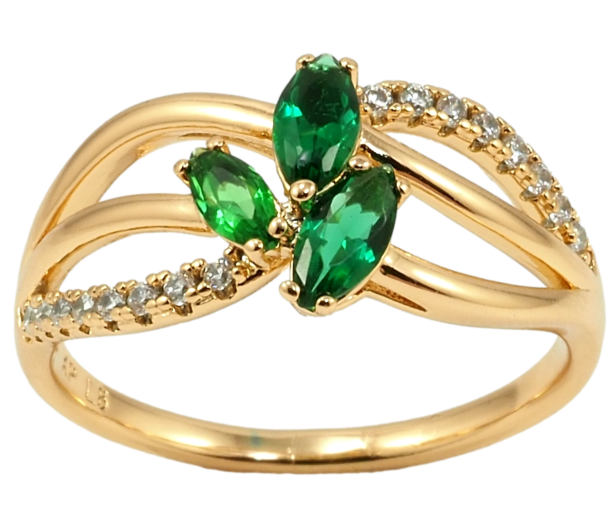 

Кольцо Xuping Позолота 18K "Узор с зелеными фианитами" р.16,17