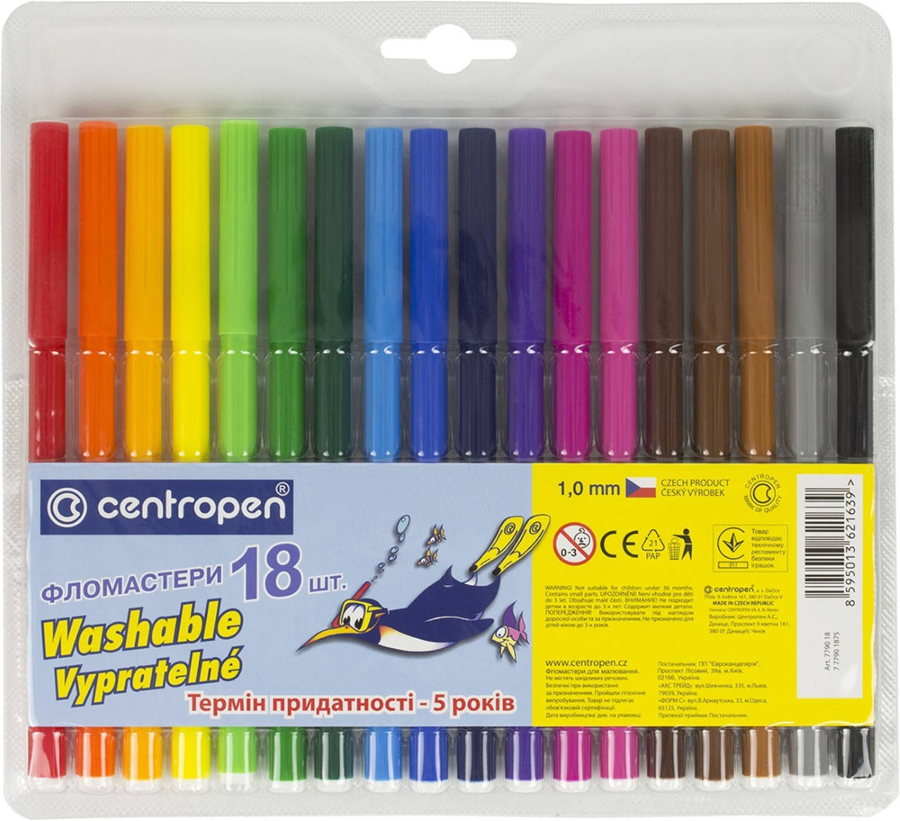 

Фломастери "Centropen" 18кольор. №7790/18ТП(1)(100)
