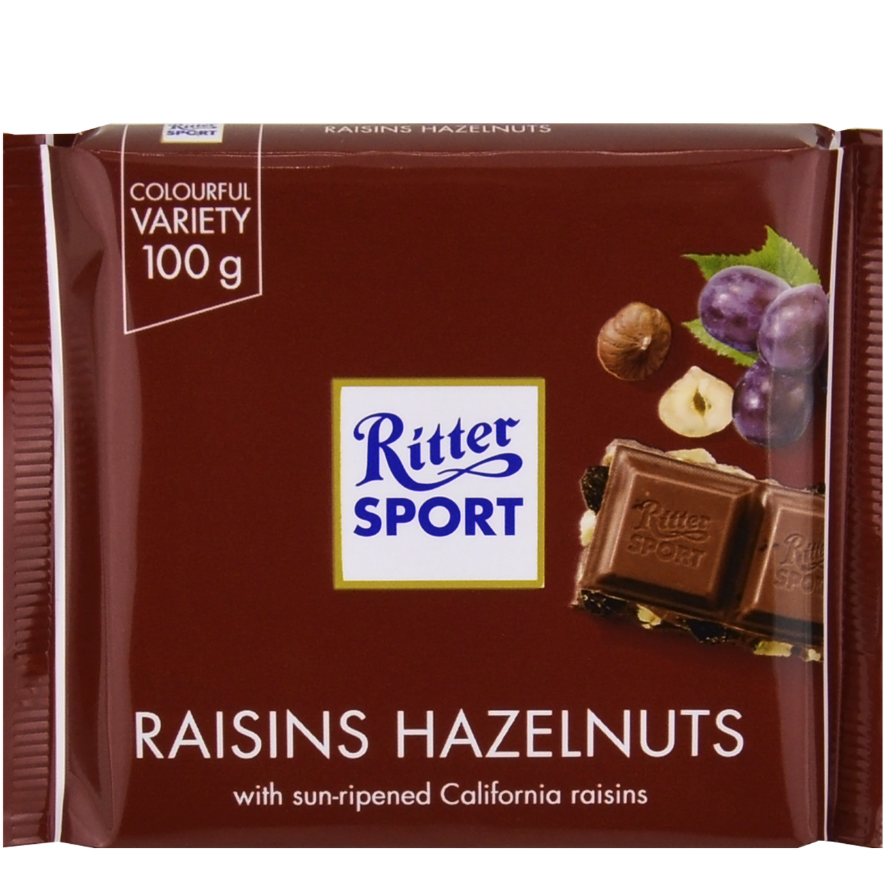 

Шоколад Ritter Sport ROZJN HAZELNOOT/TRAUBEN NUSS (Изюм с орехом) 100 г (1уп/12шт)