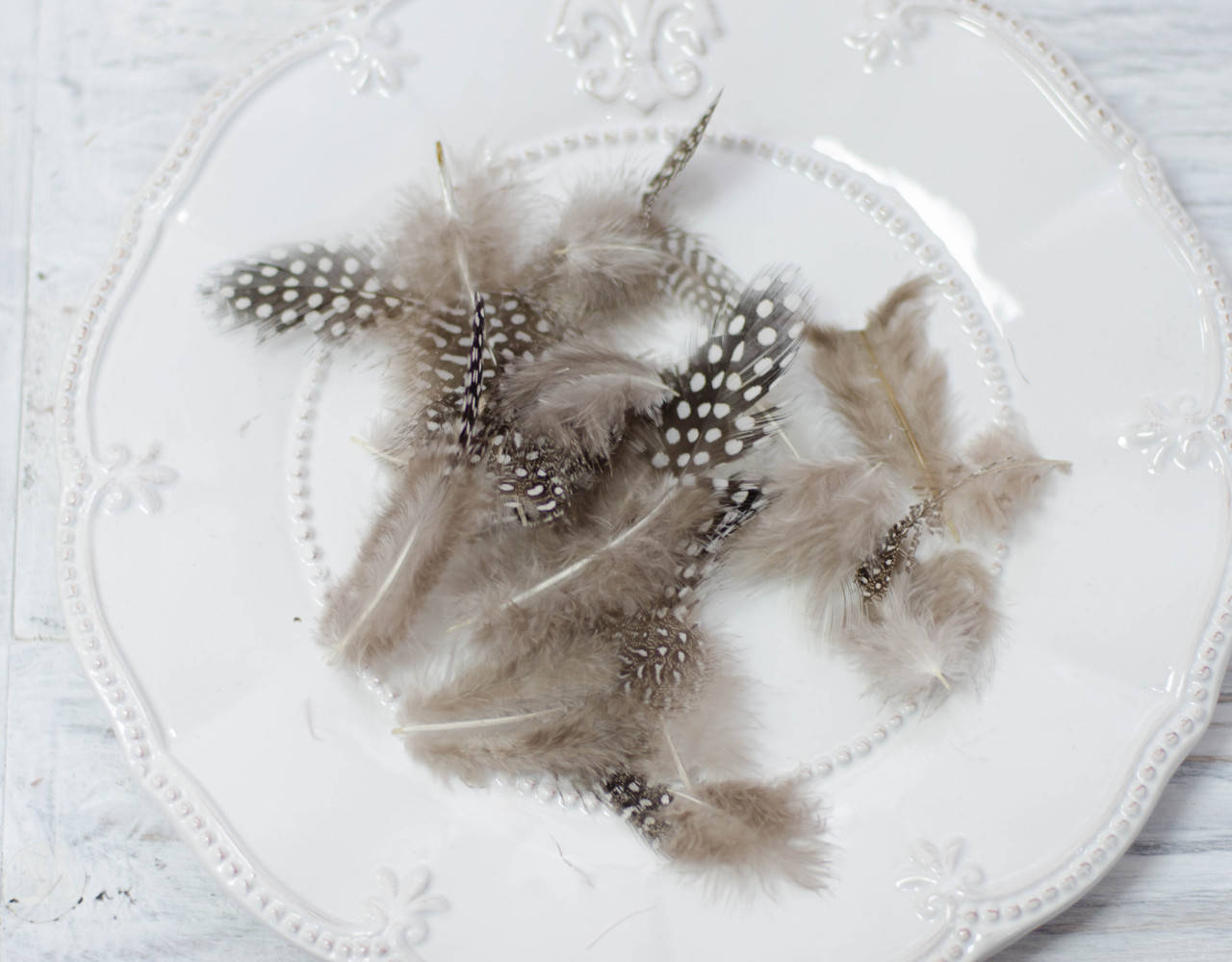 

Натуральные перья в горох