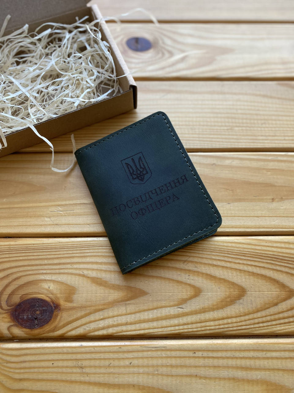 

Кожаная обложка для удостоверения ПОСВІДЧЕННЯ ОФІЦЕРА зеленый, Зелёный