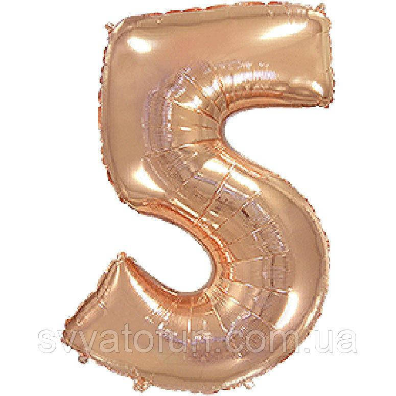 

Фольгированный шар цифра "5" розовое золото 40" Flexmetal