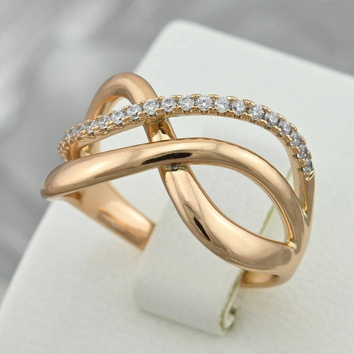 

Кольцо Xuping 30218 белые фианиты ширина 12 мм позолота 18К размер 20