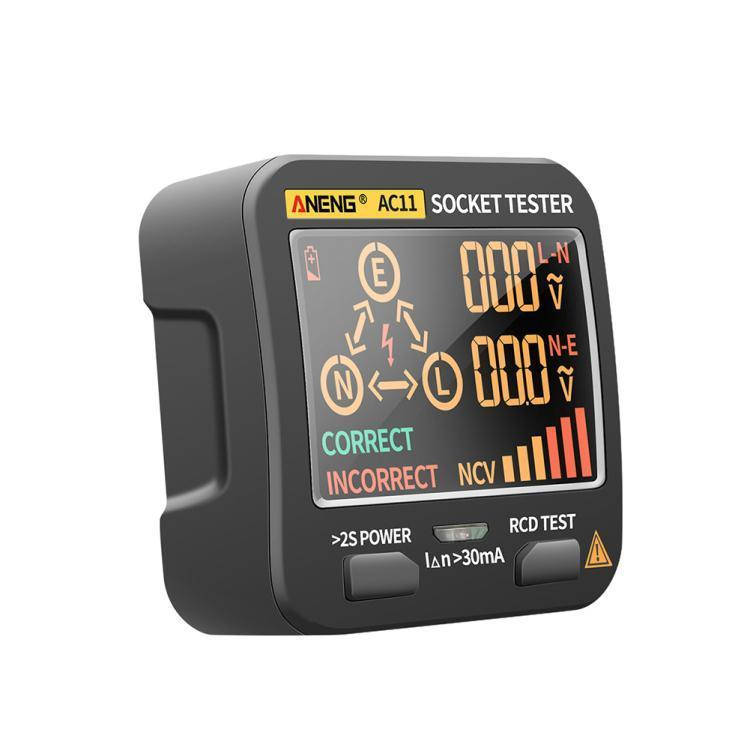 

Тестер розеток Aneng AC11 (УЗО, вольтметр, измеритель мощности), Черный
