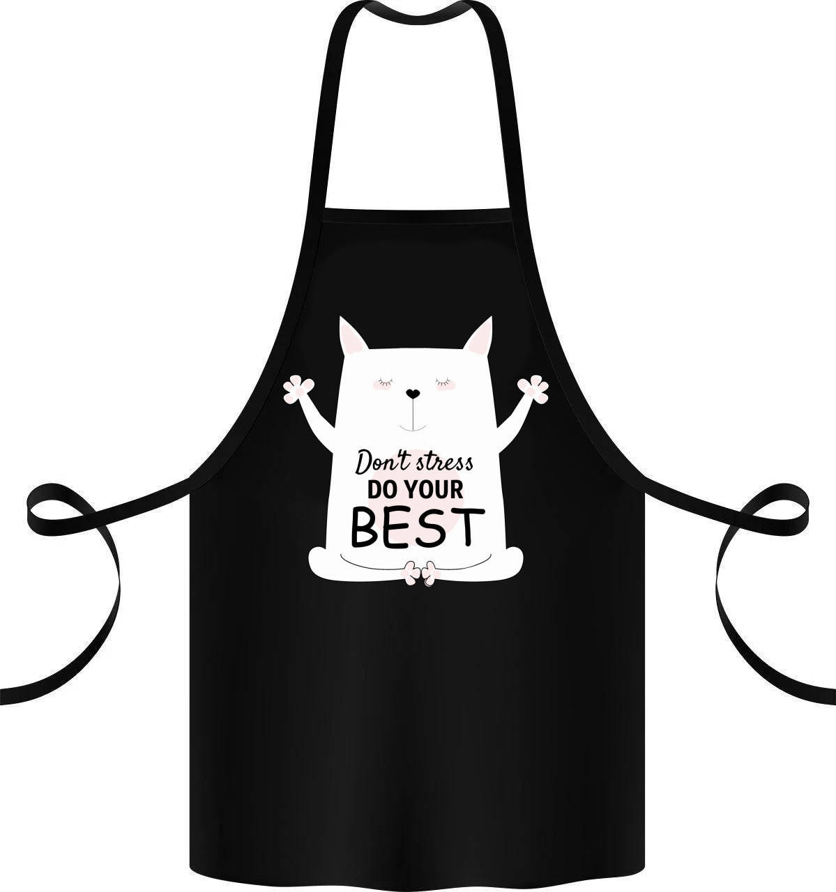 

Фартук с принтом "Don't stress do your best", Черный