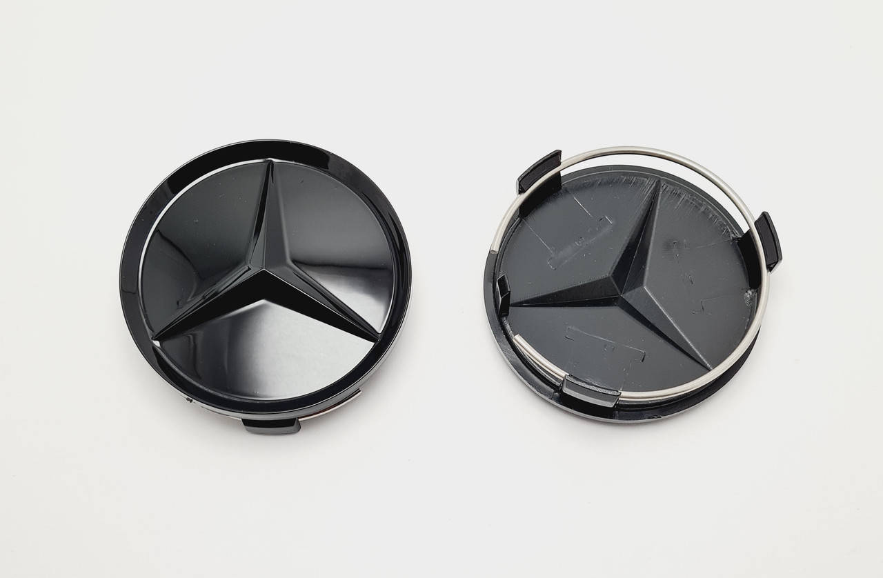 

Заглушки колпачки литых дисков Mercedes 75мм чёрный глянец