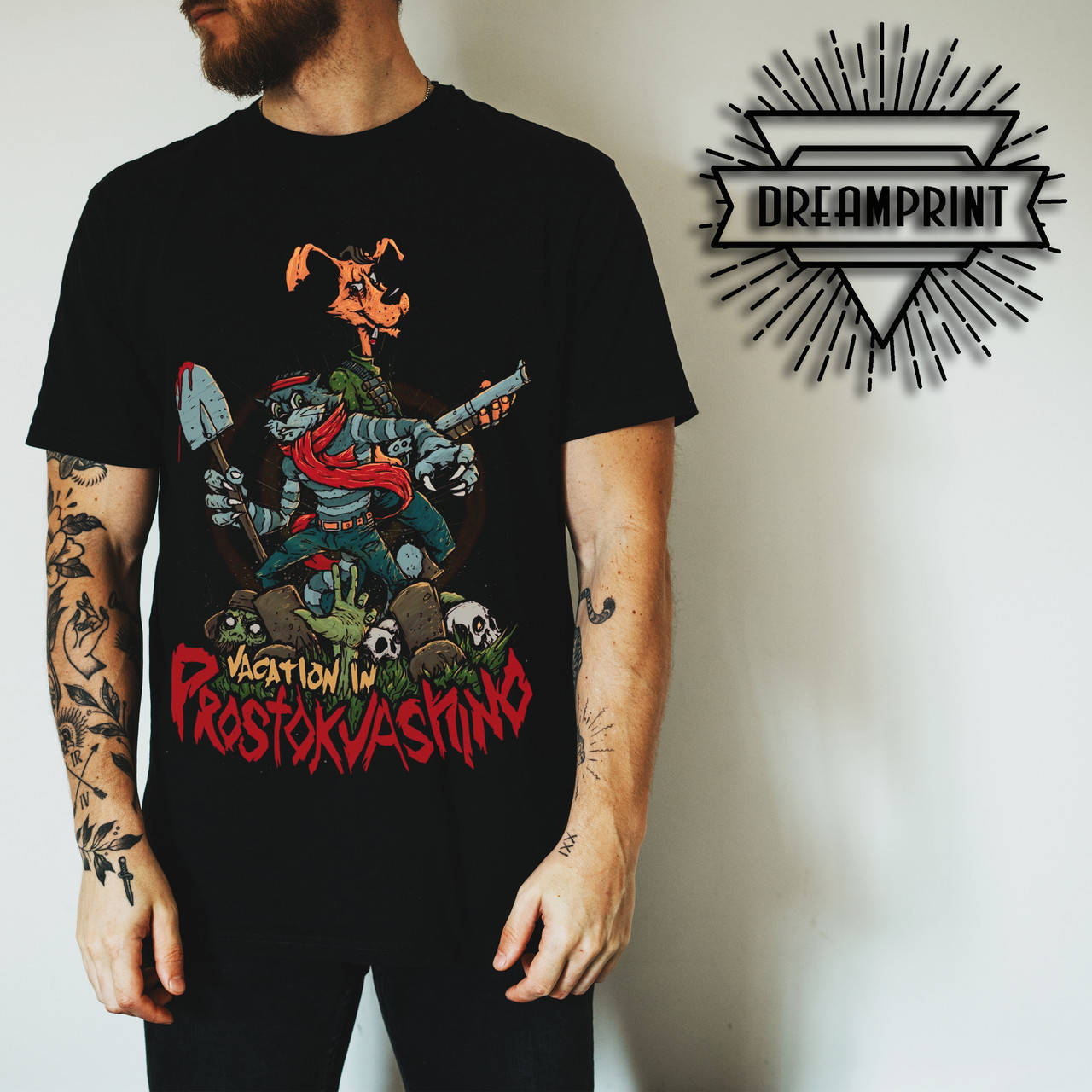

Футболка "HORROR CARTOONS - PROSTOKVASHINO", 100% бавовна, прямий друк