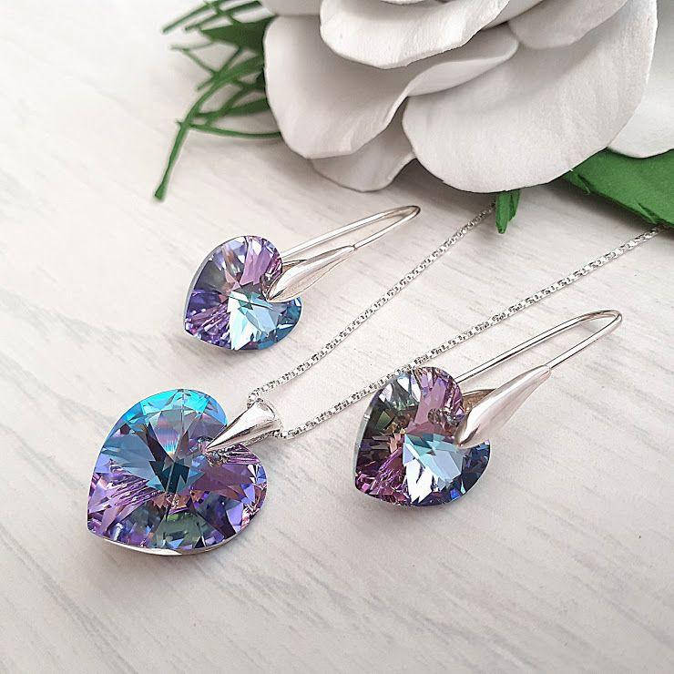 

Серебряный набор украшений с кристаллами Swarovski (цена без цепочки)