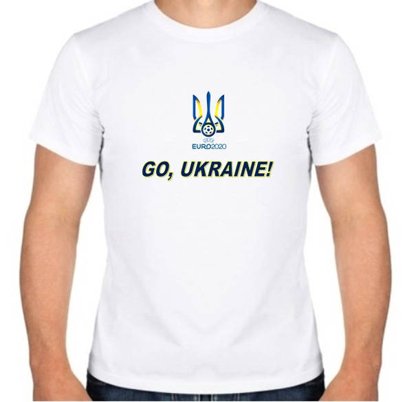 

Футболка мужская с принтом Украина Евро 2020 белая