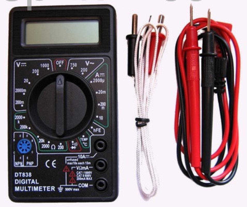 

Мультиметр DT-838. Вольтметр. Тестер. + щупы + термопара + крона