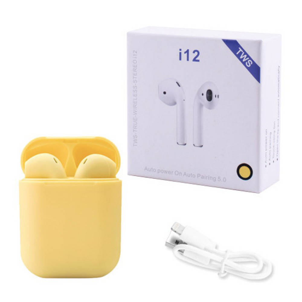 

Беспроводные наушники bluetooth-наушники i12 5.0 с кейсом. Цвет: желтый