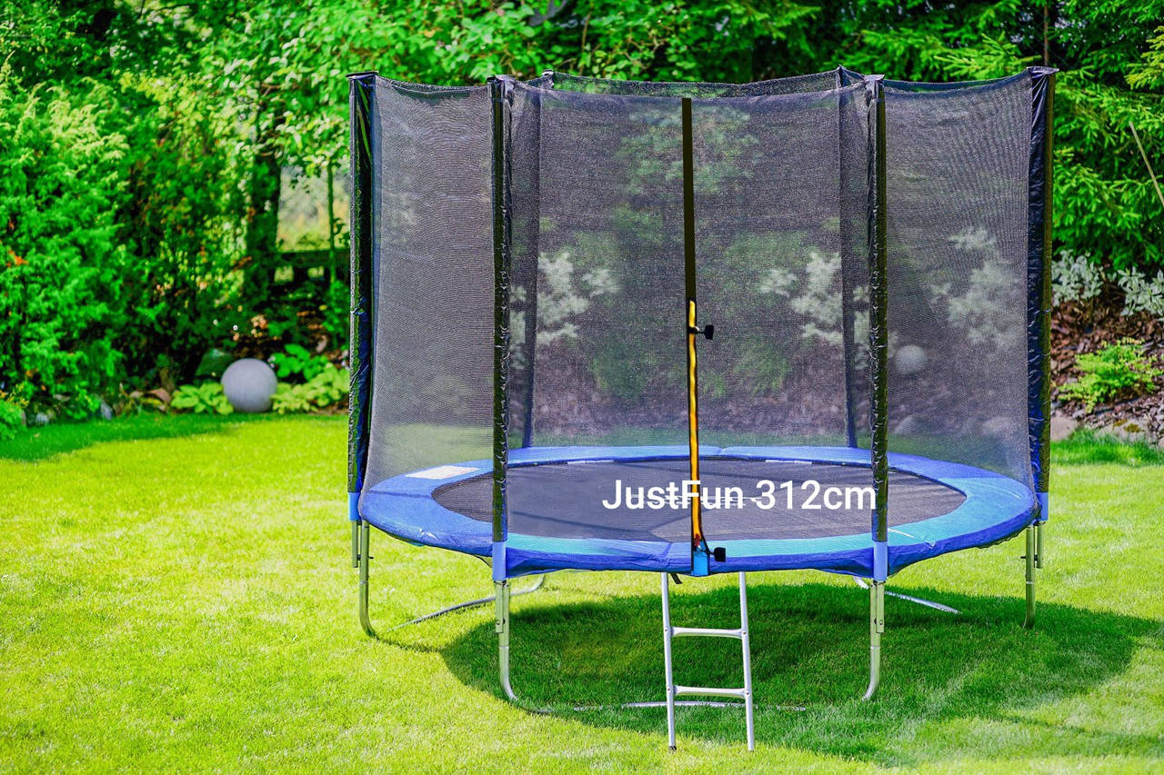 

Батут Just Fun 312 см Blue зовнішня сіткa + драбинка
