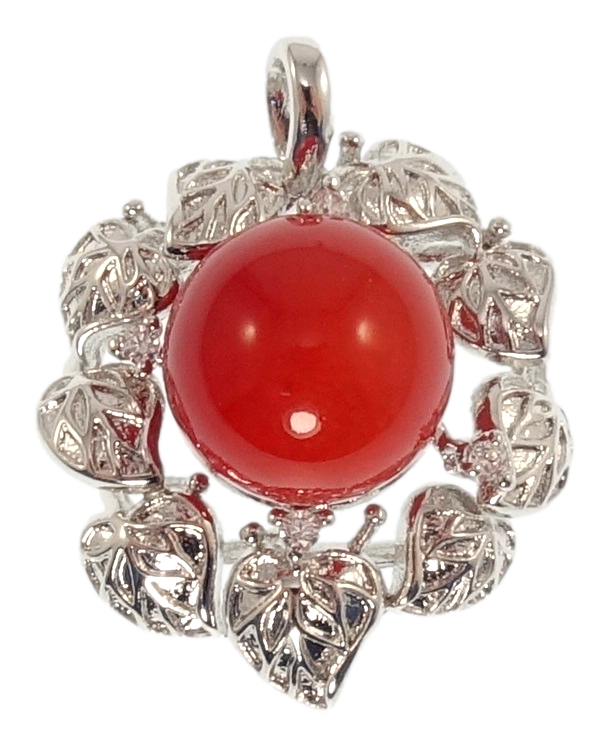 

Кулон Xuping Родий "Листики с красной бусиной" для цепочки до 4мм