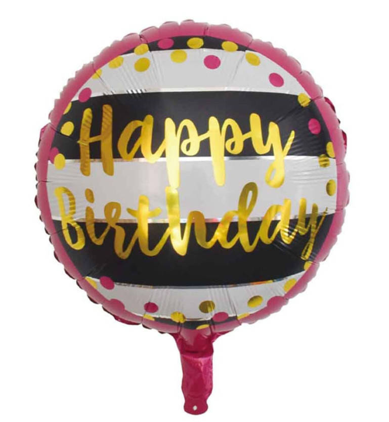 

Воздушный фольгированный шар Happy Birthday малиновый (Китай), Разные цвета