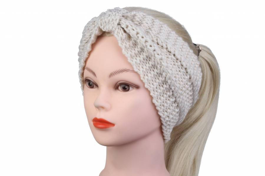 

Повязка на голову женская шерстяная бежевая