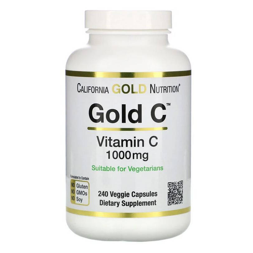 

California Gold Nutrition, Gold C, витамин C, 1000 мг, 240 растительных капсул