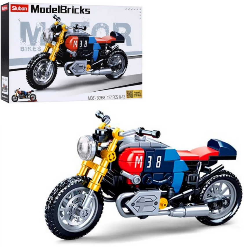 

Конструктор мотоцикл Sluban M38-B0958 Modelbricks, 197 деталей, Разные цвета