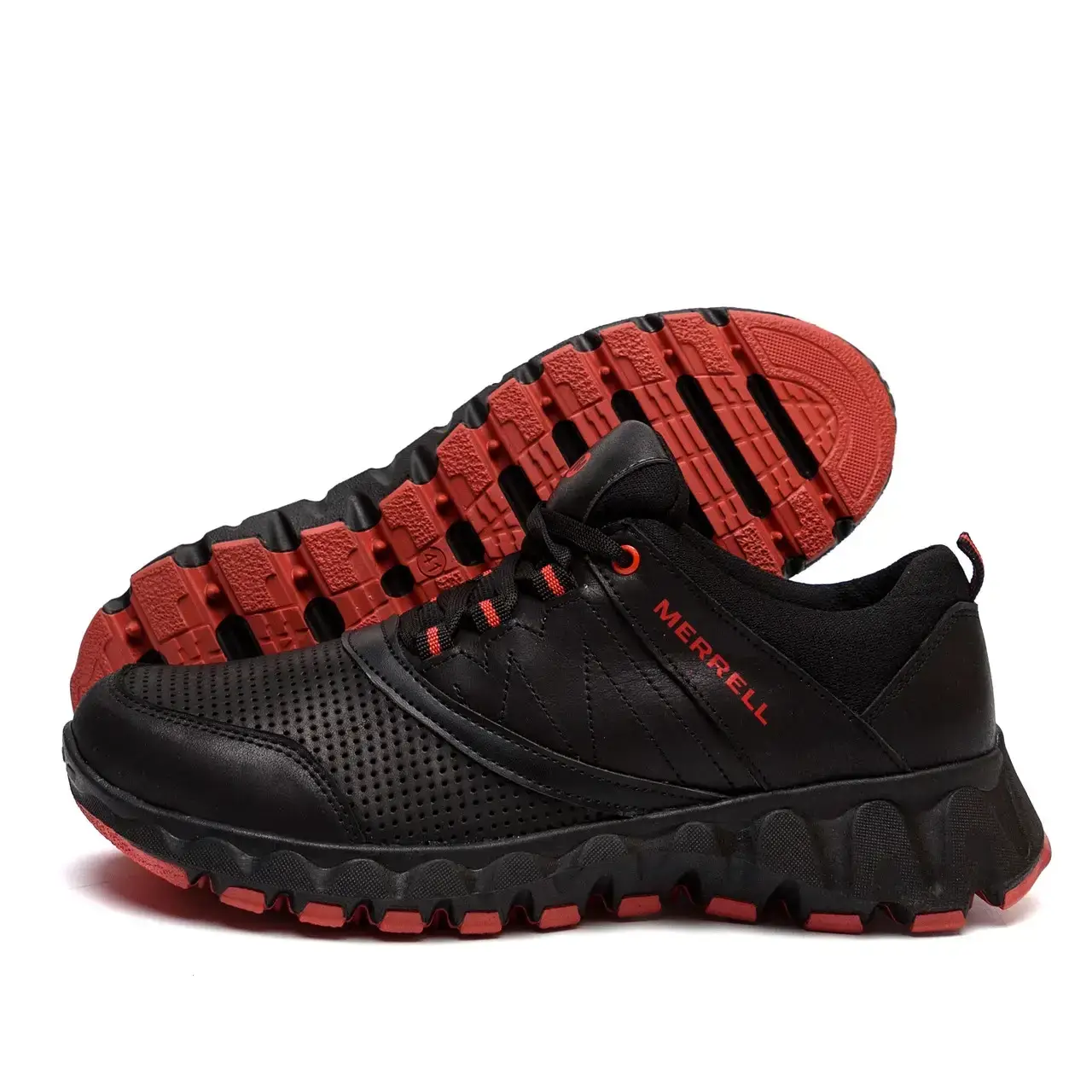 

Мужские кожаные летние кроссовки черные, перфорация MERRELL 45, Черный