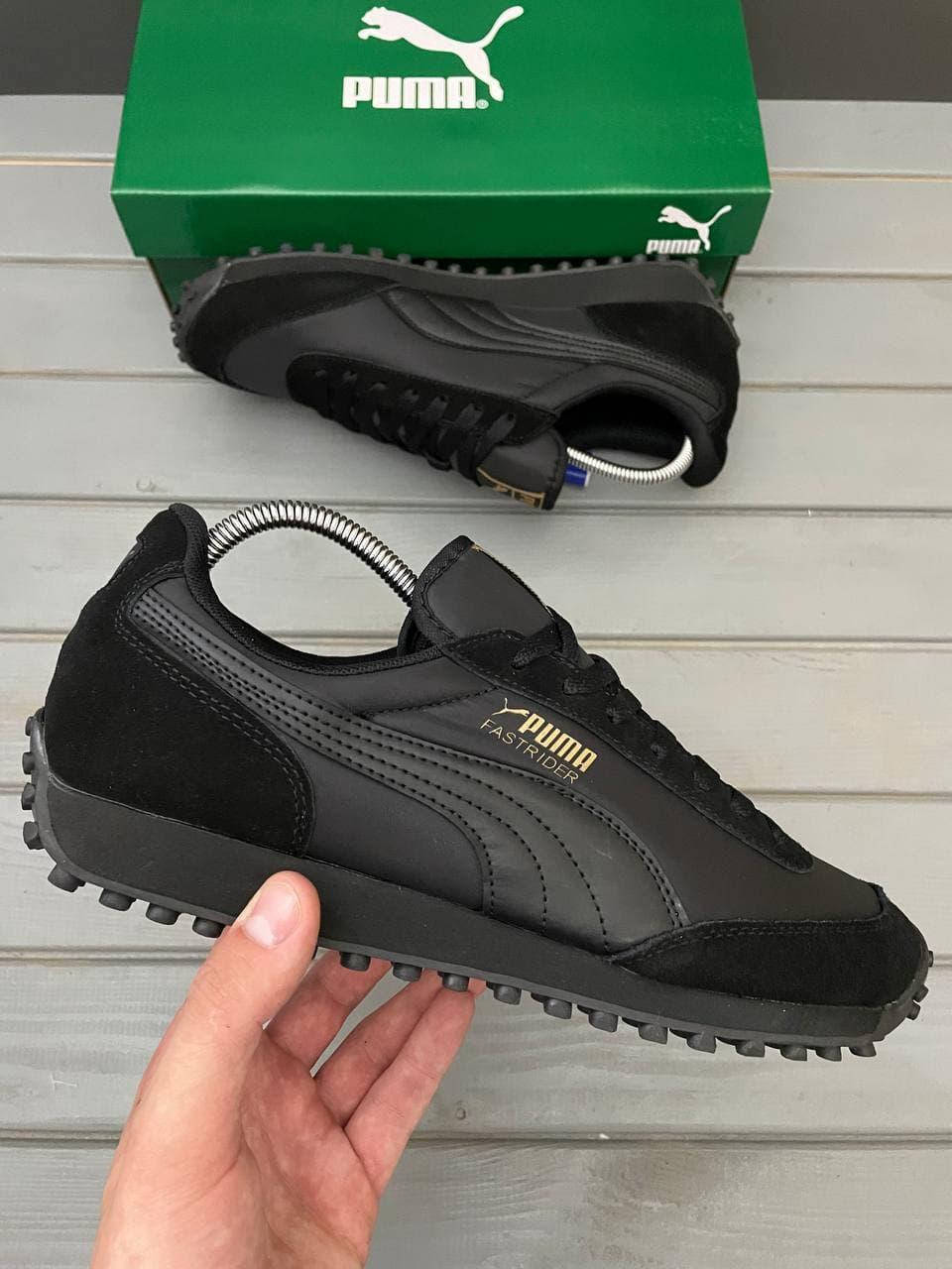 

Puma Fast Rider черные мужские демисезонные кроссовки. Лето/осень/весна, мужские замшевые кроссовки. 43, Черный